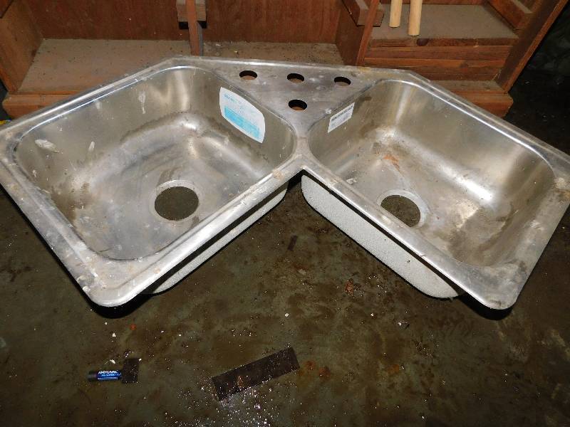 lot 355 image: DOUBLE SINK FOR CORNER COUNTER