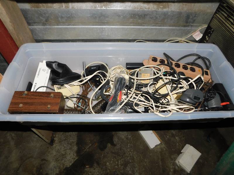 lot 432 image: TOTE OF ELECTRICAL CORDS AND MISC ITEMS