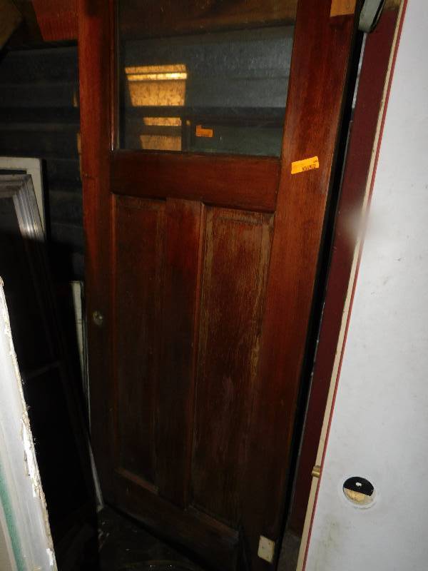 lot 484 image: WOODEN DOOR WITH WINDOW