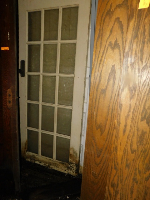 lot 489 image: WOODEN DOOR, FROSTED GLASS