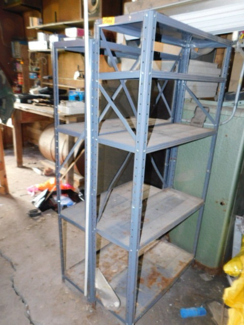lot 567 image: TWO METAL SHELVING UNITS