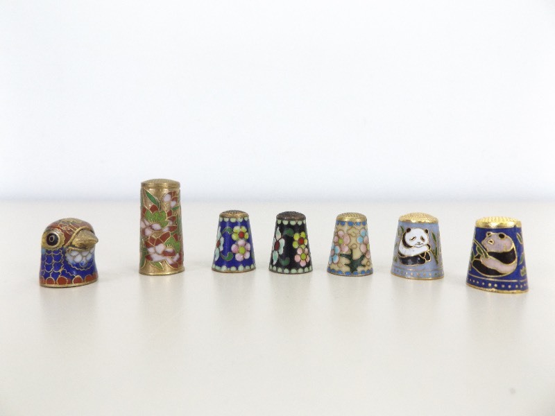 lot 7 image: Lot of 7 AntiqueVintage Cloisonne Thimbles