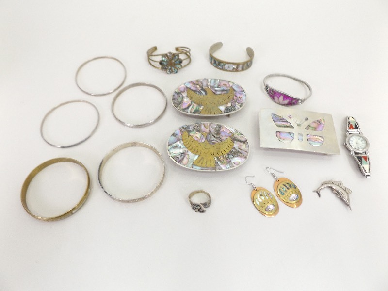 lot 16 image: Lot of MexicanSouthwest Jewelry with Some Sterling