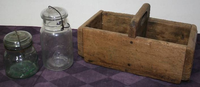lot 25 image: Canning Jars and Wooden Box