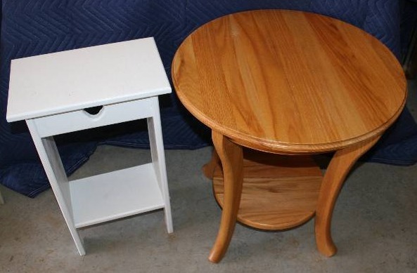 lot 130 image: Side Table and Decorative Shelf