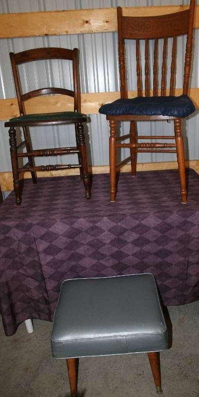lot 142 image: Wooden Chairs and Foot Stool