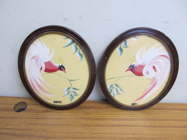 lot 74 image: 2 Old Vintage Hand Painted Wall Hangings by APCO