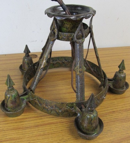 lot 75 image: Antique Wrought Iron Gothic Chandelier