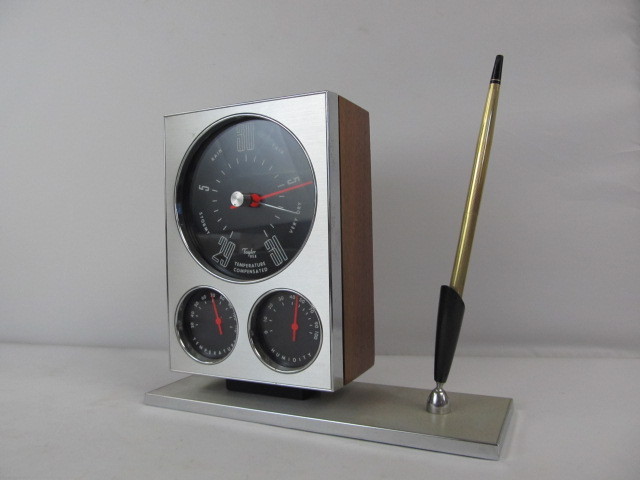 lot 78 image: Vintage Mid Century Taylor Desk BarometerThermometer wPen