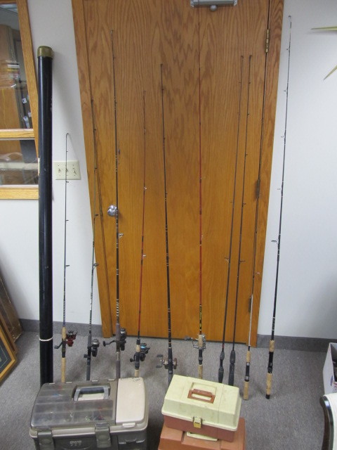 lot 23 image: LARGE Lot of Fishing Rods & Tackle