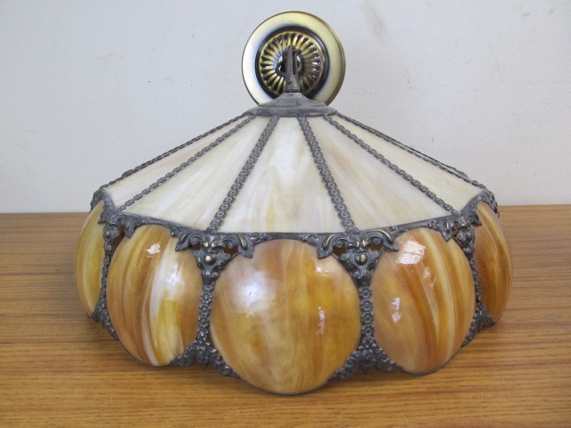 lot 33 image: Vintage Slag Glass Pendant Lamp by Gramercy Park Lighting