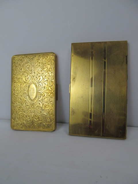 lot 55 image: 2 Vintage Signed Gold Plated Cigarette Cases - Evans & Volupte
