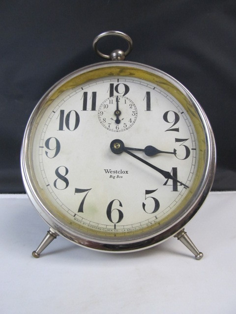 lot 62 image: Vintage 1920s-30s Deco Chrome Wesclox BIG Ben Alarm Clock