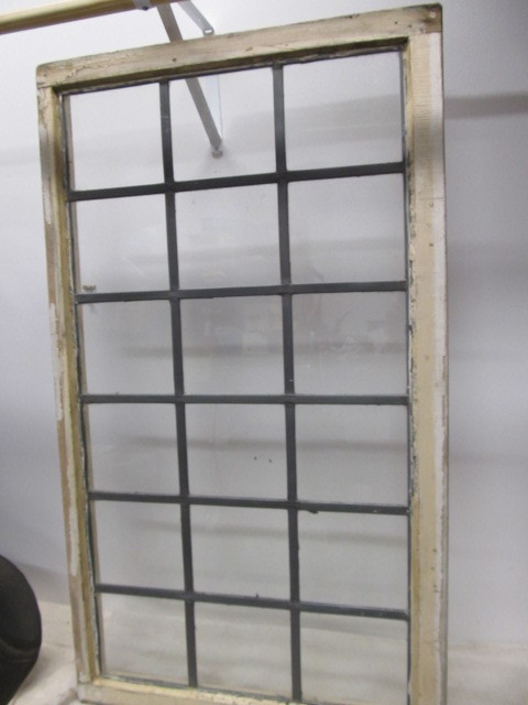 lot 102 image: Antique 18-Panel Leaded Glass Window