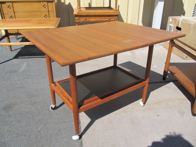 lot 6 image: Orig Mid Century GRETE JALK Teak Rolling Tea Cart Table