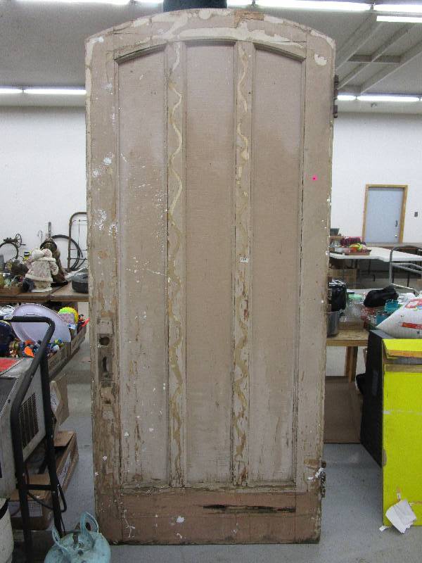 lot 16 image: Antique Huge Oversized Church Door Double Thickness with Arched Top