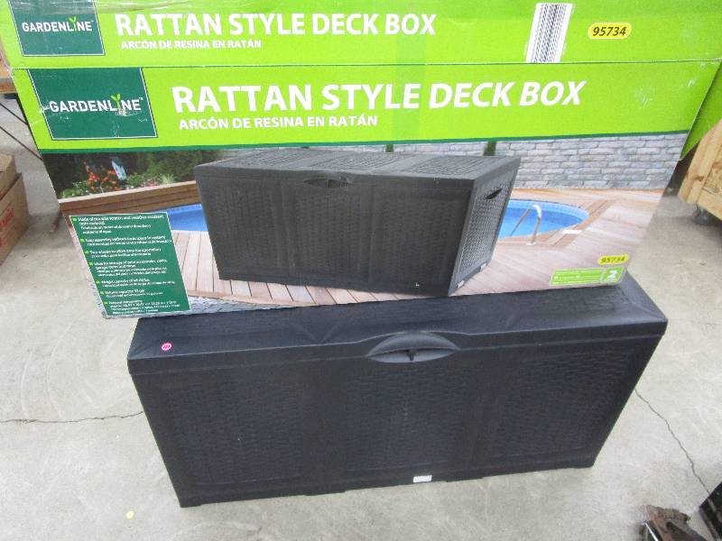 lot 123 image: Rattan Style Deck Box-Just Came Out of Box & Put Together