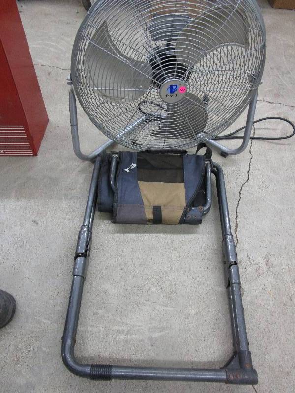 lot 127 image: Nice metal fan and collapsible chair