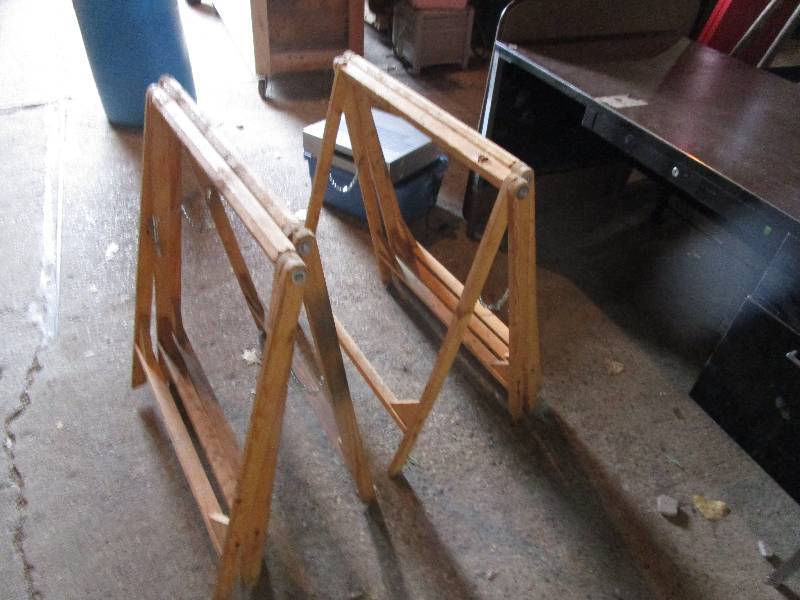lot 145 image: 4-Foldable Signs or use for Saw Horses