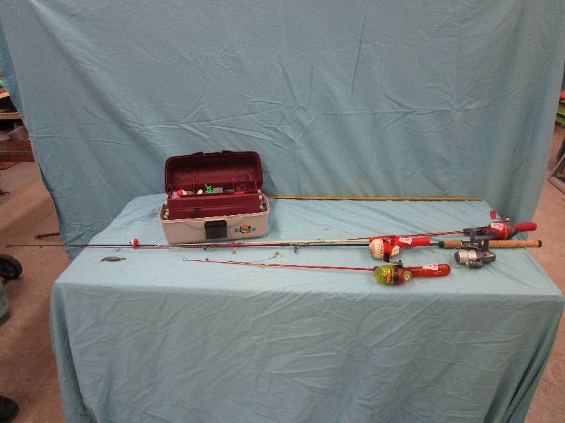 lot 170 image: Various Fishing Poles and Ready to Go Tackle Box