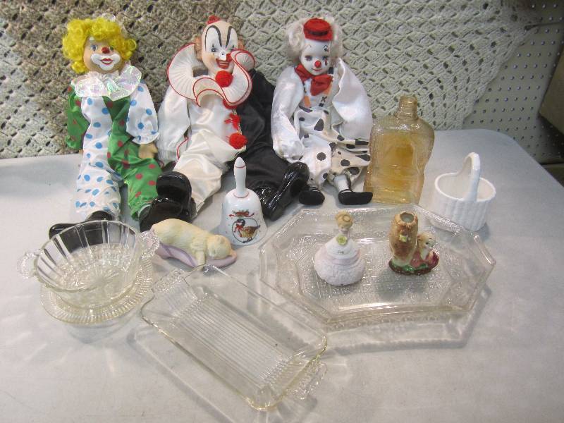 Lot of 3 Porcelain Clown Dolls and ...