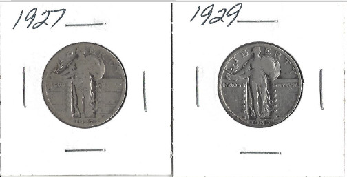 lot 8 image: Two Standing Liberty Quarters - 1927 & 1929