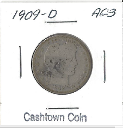 lot 20 image: 1909-D Barber Quarter