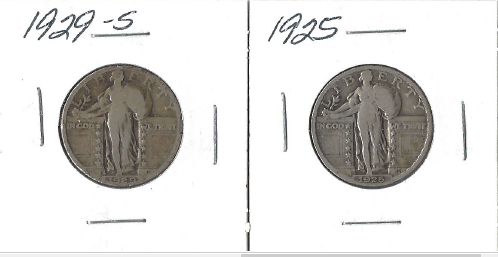 lot 22 image: Two Standing Liberty Quarters - 1925 & 1929-S