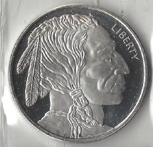 lot 31 image: 1 ounce pure silver - .999 fine - Buffalo Nickel Design