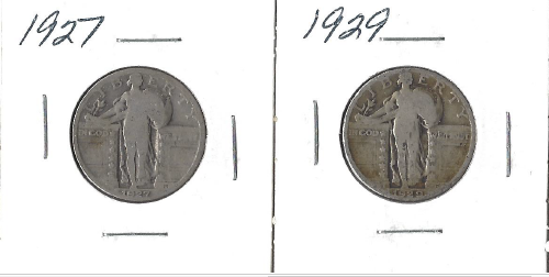 lot 54 image: Two Standing Liberty Quarters - 1927 & 1929