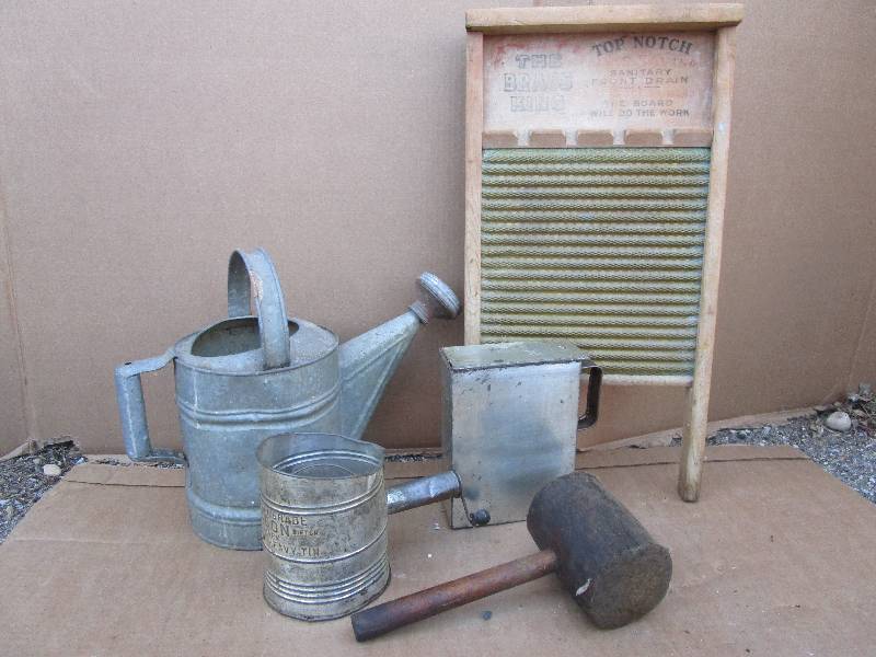 Vintage, Washboard, Sprinkler Can, Sifter and More