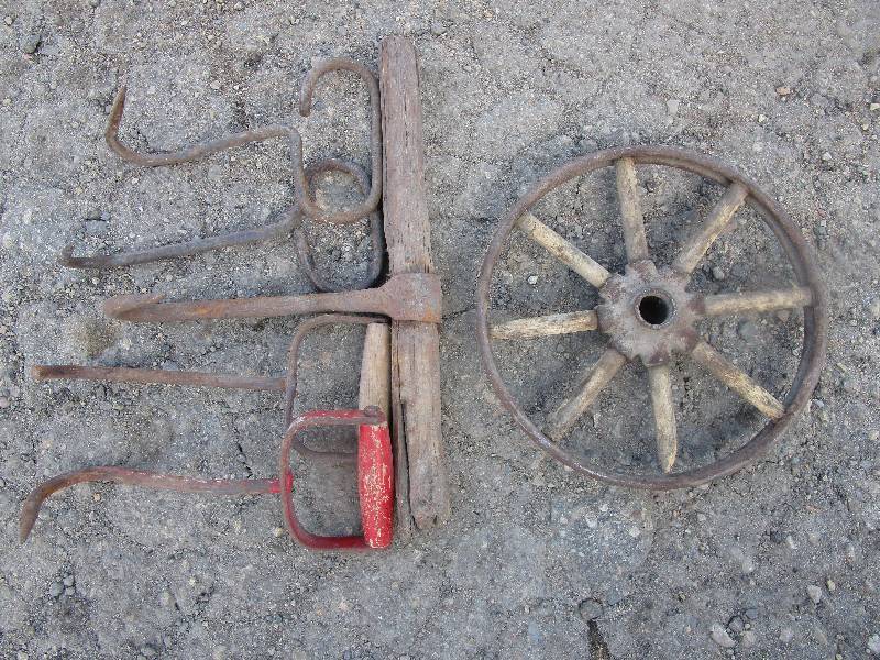 Bail Fork and Wood Spoked Wheel