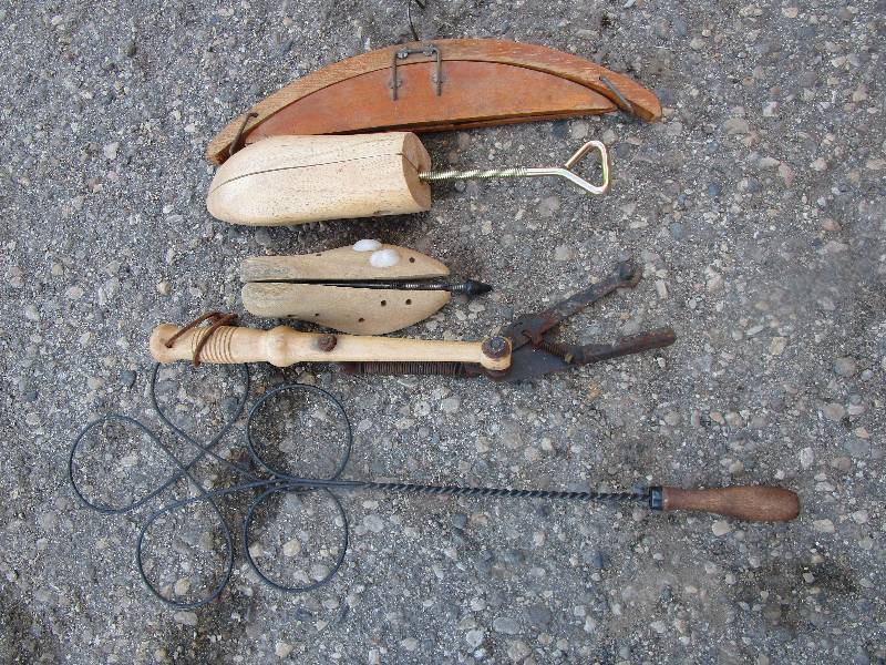 Wood Sign, Shoe Strecher, Rug Beater and Coat Hanger