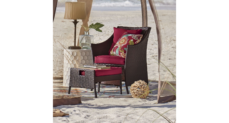 lot 242 image: Forever Wicker Chair and Ottoman op...