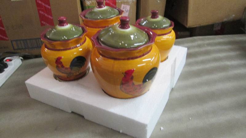 lot 85 image: 4 Piece Rooster Canister Set...