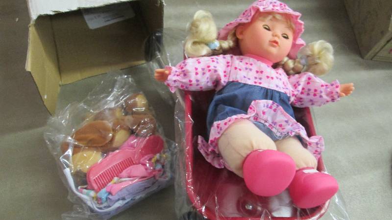 lot 105 image: Doll with Wagon & Accessories...