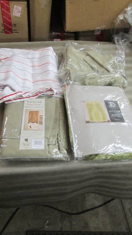lot 168 image: Lot of 3 Assorted Curtains, Striped...