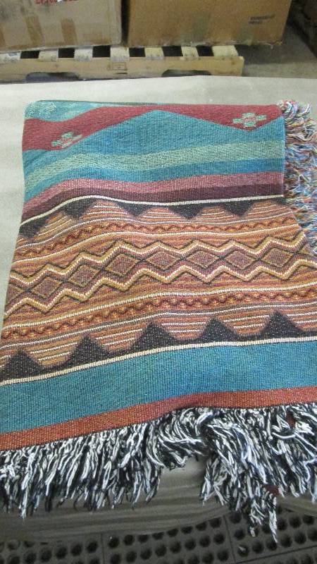 lot 333 image: Large Patterned Fringed Throw...