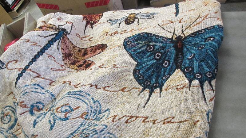 lot 335 image: Large Butterfly Fringed Throw...