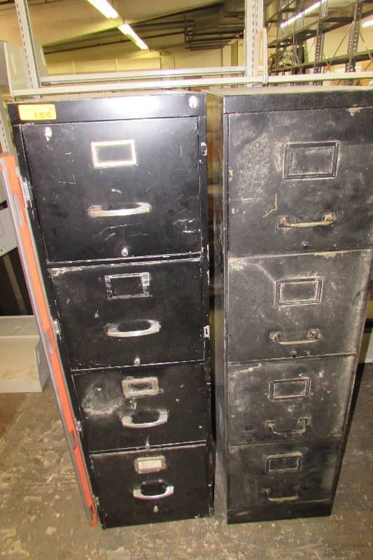 lot 343 image: TWO 4 DRAWER BLACK FILING CABINETS