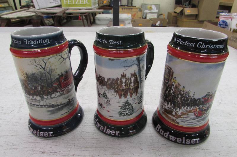 lot 394 image: BUDWEISER BEER STEINS, 1990, 1991 AND 1992