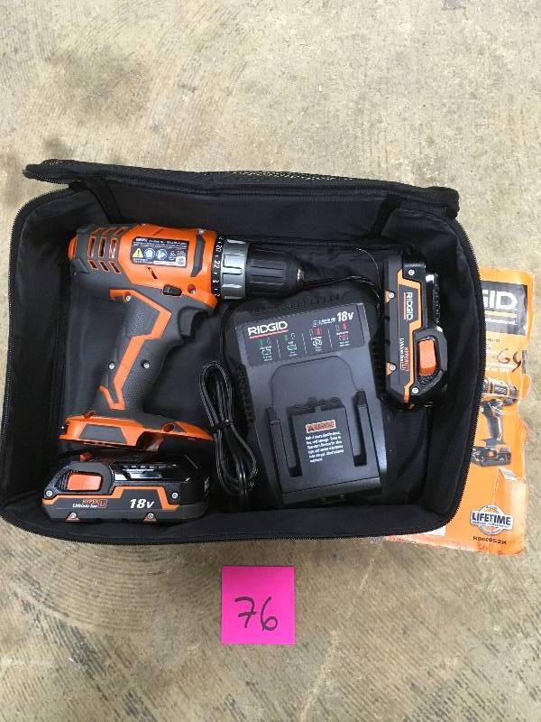 Rigid 18-Volt Cordless 12 in Compact DrillDriver Kit with (2) 1.5Ah Batties and Charger Not used