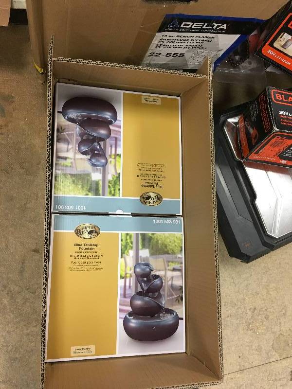 Hampton Bay Blue Tabletop Fountain, Glazed Ceramic Finish- Lot of 2 New