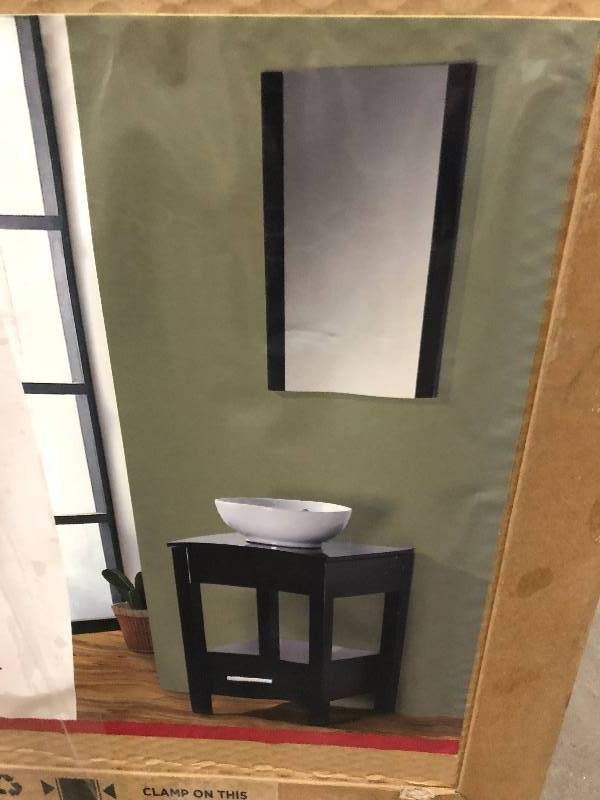 Maranella Atala 19 in. Vanity in Espresso with Tempered Glass Vanity Top in Espresso and Mirror not used