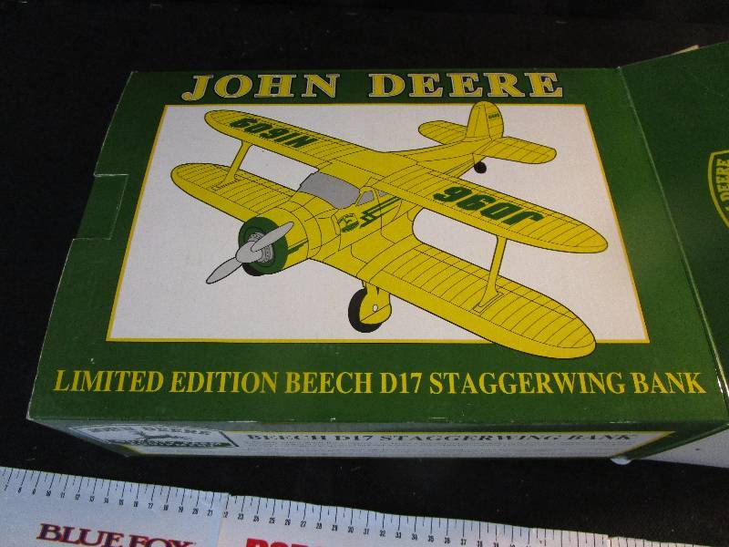 lot 33 image: John Deere Limited Edition Beech D17 Stagger Airplane Bank Spec Cast #48004