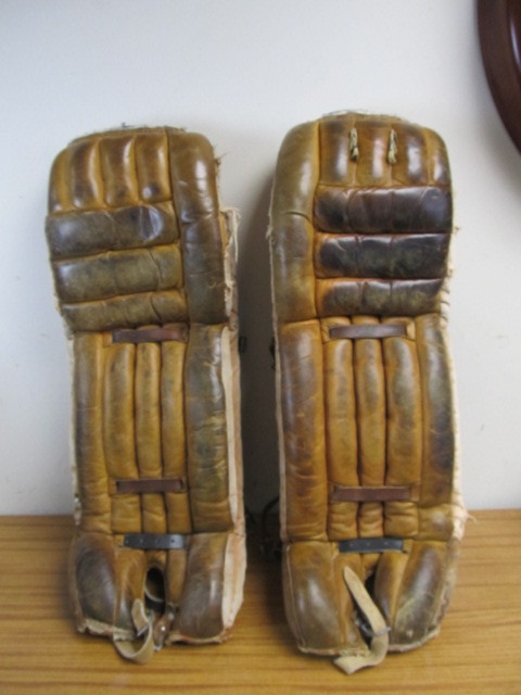 lot 16 image: Vintage Leather Goalie Pads
