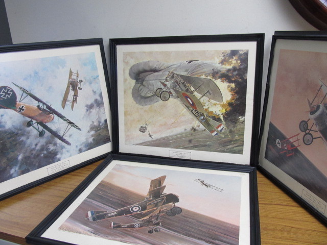 lot 49 image: Lot of 4 Vintage WW1 Fighter Plane Framed Prints