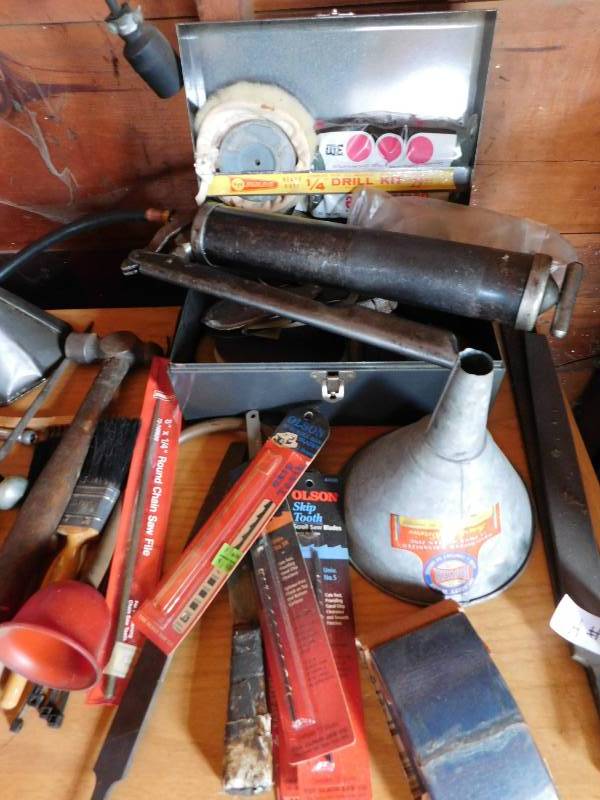 lot 18 image: Misc. Tool Lot with Shelving Unit