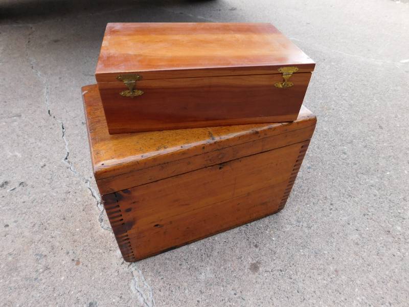 lot 69 image: Wood Boxes and Military Items