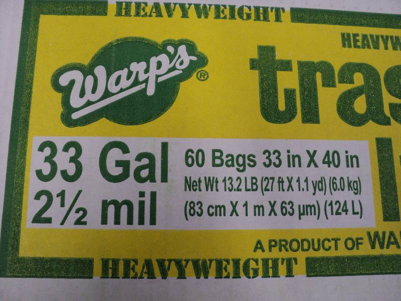60 33gal 2.5mil trash can liners...